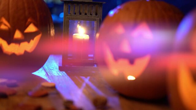 Scary Halloween pumpkin head jack o lantern at home. Do it yourself.