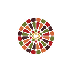 Obraz premium Traditional Asian Colorful Floral Pattern Stained Glass Mosaic Tiles Logo design inspiration