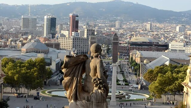 Barcelona cityscape - aerial view seen from Montjuic