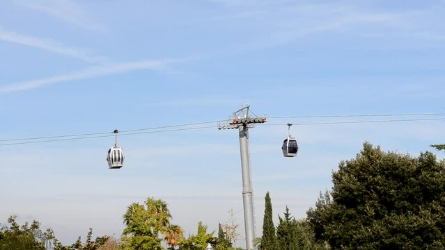 Cable car to Montjuic in Barcelona.
