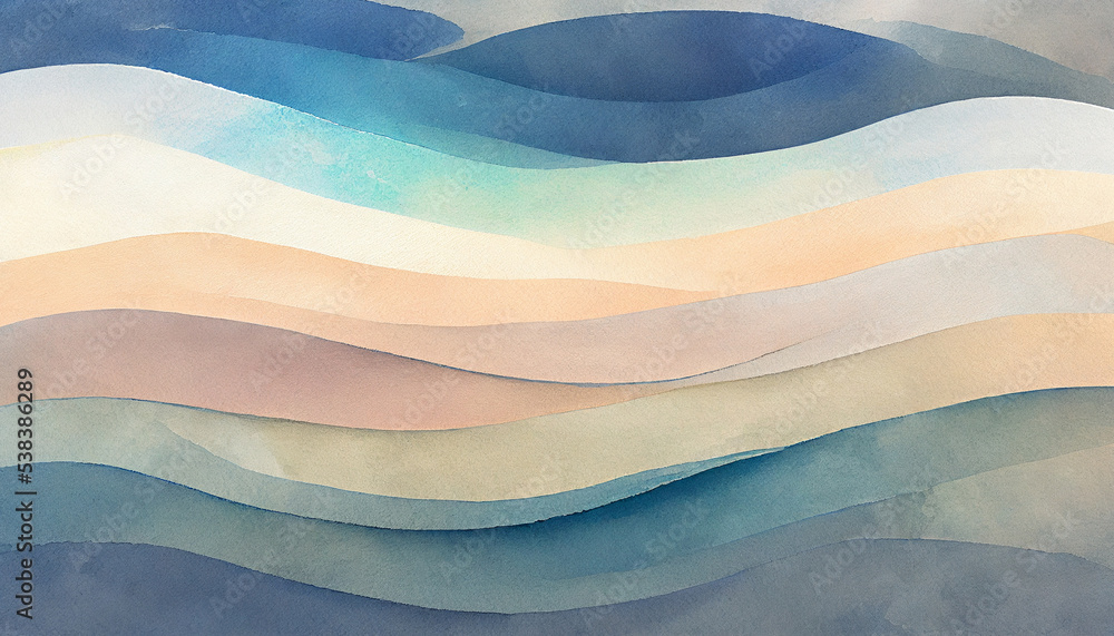 Wall mural Abstract wave watercolor background in blue colors