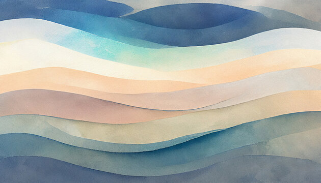 Fototapeta Abstract wave watercolor background in blue colors