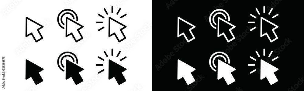 Poster cursor arrow icon vector set. mouse click cursor or pointer symbol illustration. arrow cursor sign s