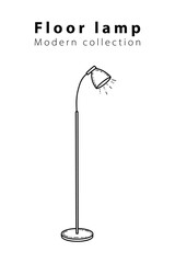 Classic Lamp for the living room, floor lamps, hand-drawn in different sizes and types, doodle sketch, modern and vintage
