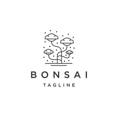Bonsai logo design template flat vector illustration