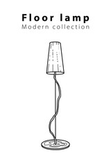 Modern Lamp for the living room, floor lamps, hand-drawn in different sizes and types, doodle sketch, modern and vintage