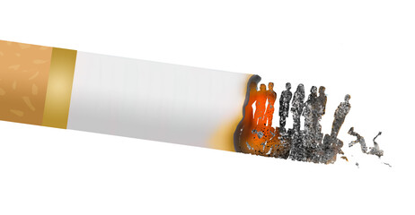 Second hand smoke is the topic of this illustration with smoke roiling out of cigars with an area for text included.