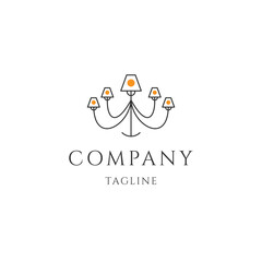 Chandelier line logo icon design template