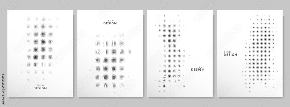Aufkleber vector illustration. set of halftone dots banners. dotted spots using halftone circle. pattern textu