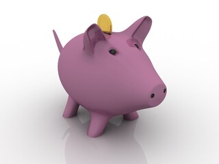 3d rendering Pig Coin bank