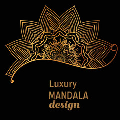 set of vector design templates. Business card with floral circle ornament.mandala style.luxury gold.