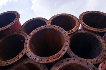 A texture industrial background of Rusty iron pipes  stack