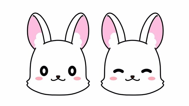 口パクをするウサギの顔のアルファつきループアニメーション	
