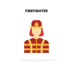 Firefighter flat icon. Vector illustration on white background.