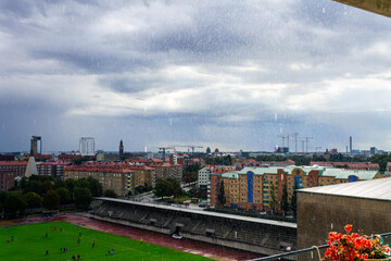 Rainy day in Malmo city