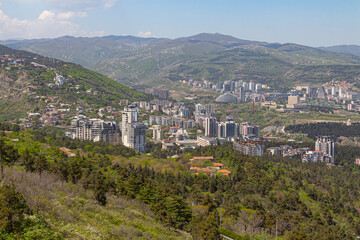 Fototapeta na wymiar A view of the modern districts of Tbilisi. Georgia country