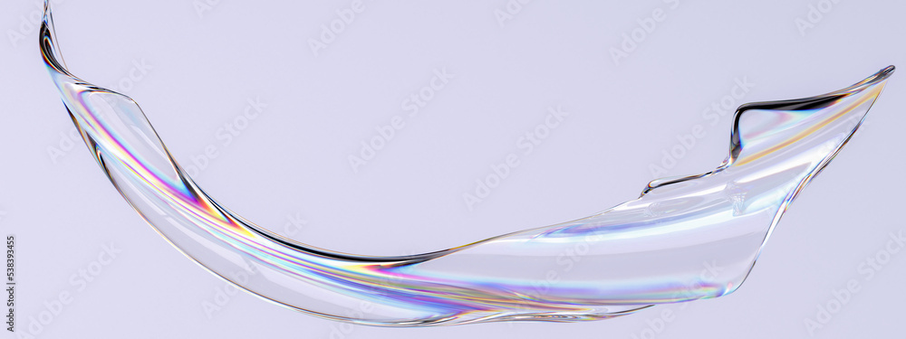 Poster abstract colorful gradient wave 3d rendering, chromatic dispersion and thin film spectral effect