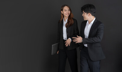 Business people walking and talk to each other