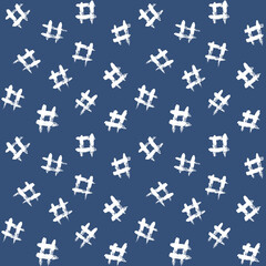 手描きのランダム井桁柄　紺色　シームレスパターン