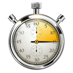 Stopwatch icon isolated, 3D realistic stop watch, hand indicates 15 seconds
