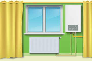 a realistic individual heating system front view