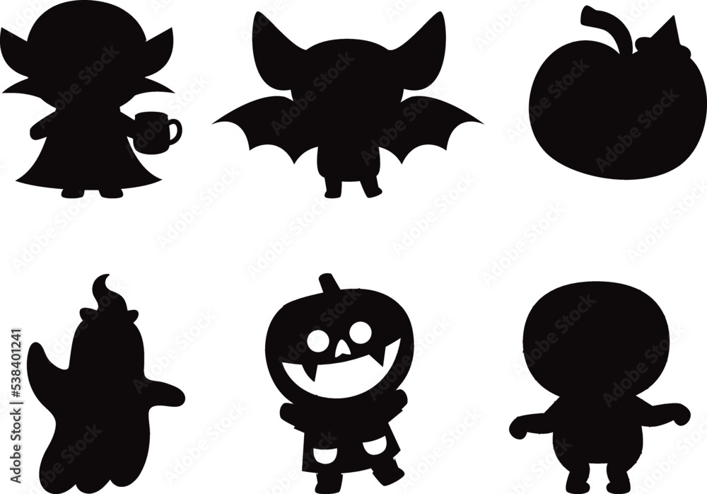 Wall mural 
Halloween elements isolated vector Silhouettes