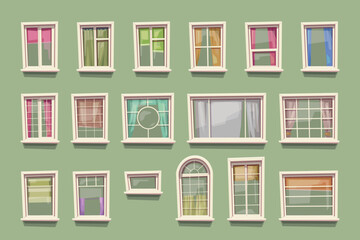 transparent windows big set in cartoon style © ifh85