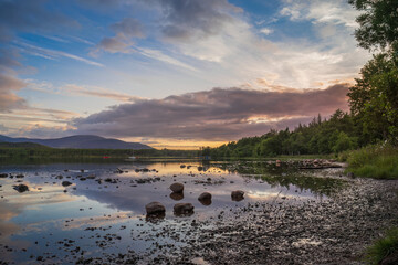 View of Loch Morlich at dusk