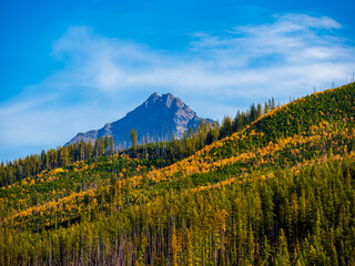 A Rocky Mountain Sneaks a Peak into Kintla Lake in Glacier National Park