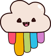 Happy halloween. cute rainbow clouds.