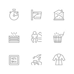 Set line icons of sauna