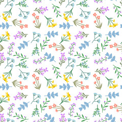 Vector seamless wild floral pattern  on a transparency background.