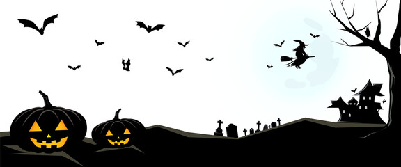 happy halloween night banner,  black halloween party greeting, transparent png