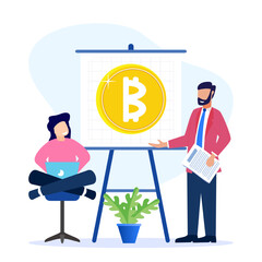 Illustration vector graphic cartoon character of bit coin