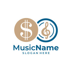 Money Music Logo Vector. Music Money logo design template