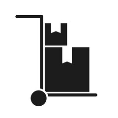 Cargo trolley with boxes pictogram. Order delivery icon.