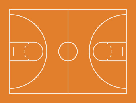 Basketball Court Layout. Sport Game Flooring Background.