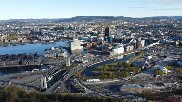 Aerial Shot Of The City Of Oslo, Norway During The Summer