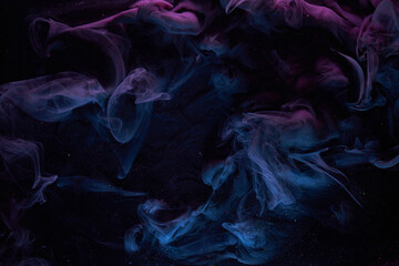 Purple dark abstract background, luxury colored smoke, acrylic paint underwater explosion, cosmic...