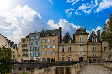 Fototapeta na wymiar Facades of buildings facing the castle of Pau, in Béarn, in New Aquitaine, France