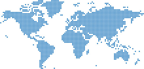 Blue circle shape world map.