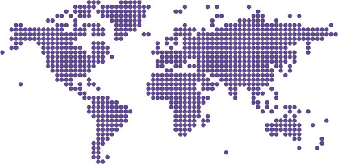 Fototapeta na wymiar Violet circle shape world map.