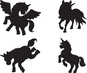 Unicorn isolated vector Silhouettes.