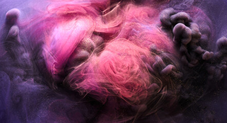 Pink lilac abstract background, luxury smoke, acrylic paint underwater explosion, cosmic swirling ink © amixstudio