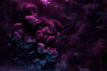 Purple dark abstract background, luxury colored smoke, acrylic paint underwater explosion, cosmic...