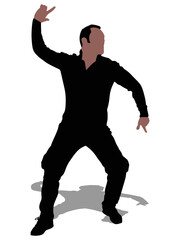 Fototapeta na wymiar Man dancing silhouette