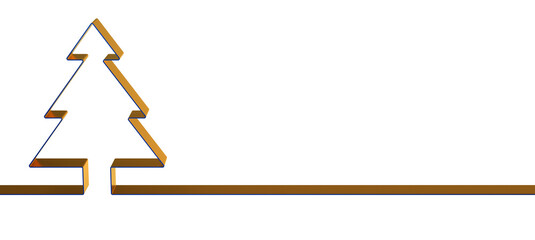 Continuous one line of abstract fir tree in silhouette. Minimalist. Merry christmas and happy new year