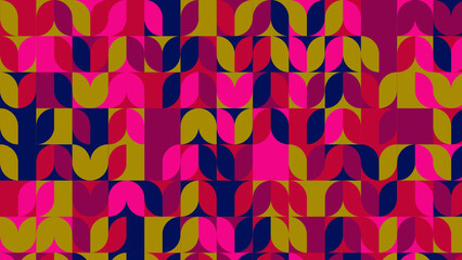 red, pink and blue geometric pattern, seamless wallpaper for fabric, tile and tablecloth