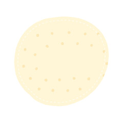 Hand drawn circle yellow sticky note with dashed line border