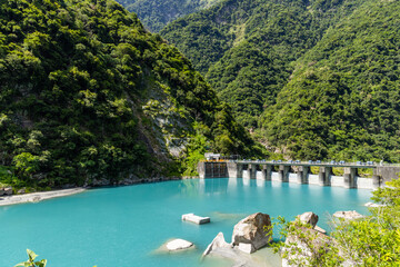 Beautiful landscape with river lake in Taroko National Park in Hualien of Taiwan